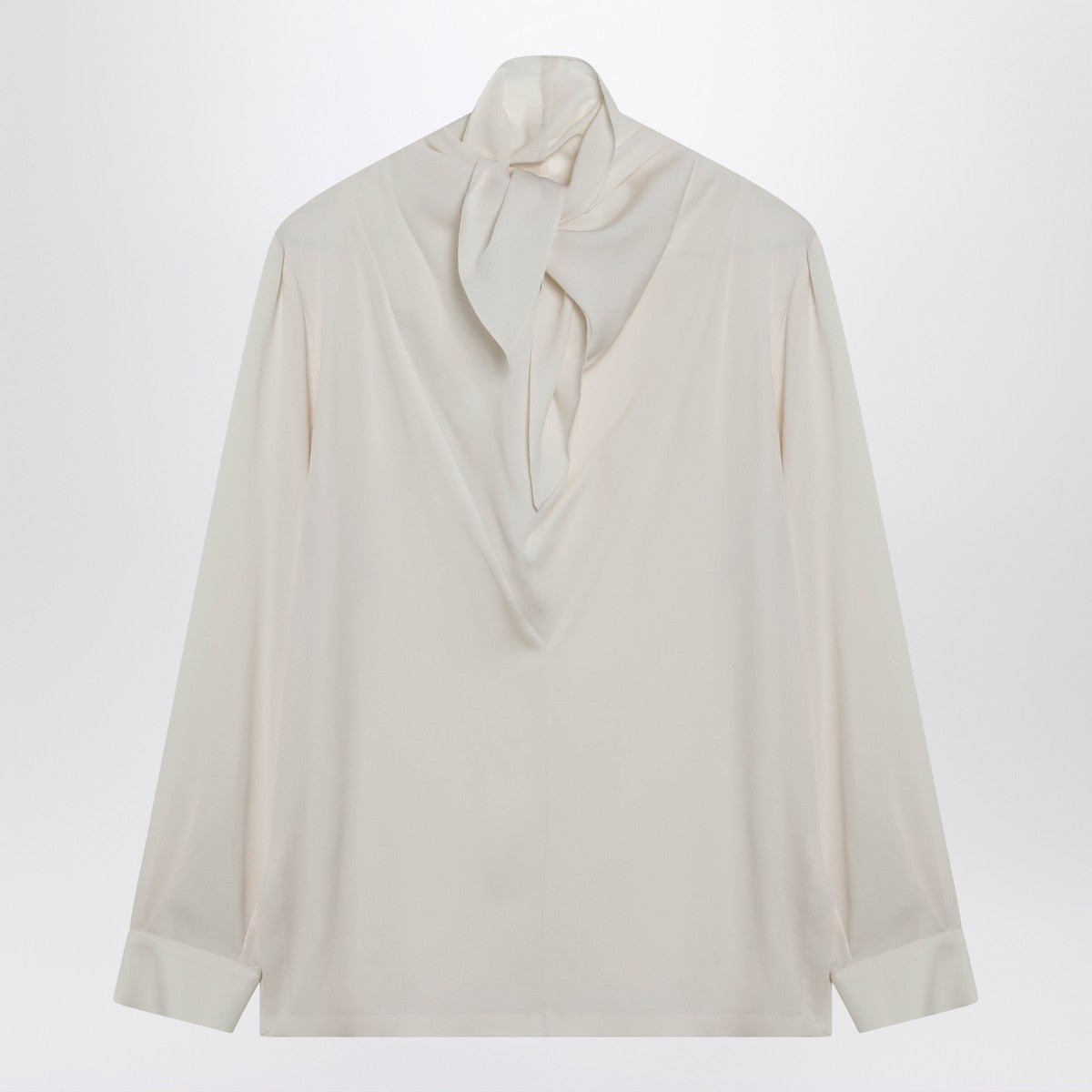 Max Mara Silk Charmeuse Scarf Blouse Beige