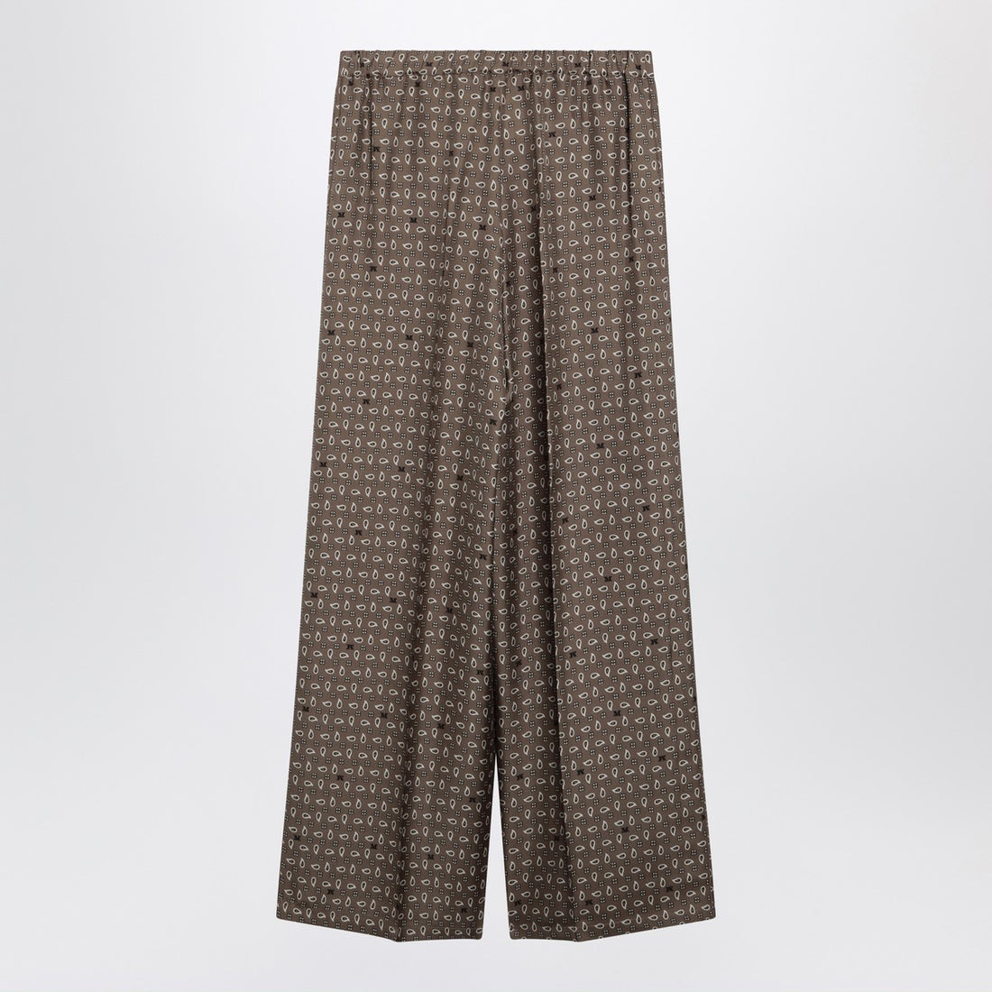 Max Mara Printed Silk Wide-Leg Trousers Brown