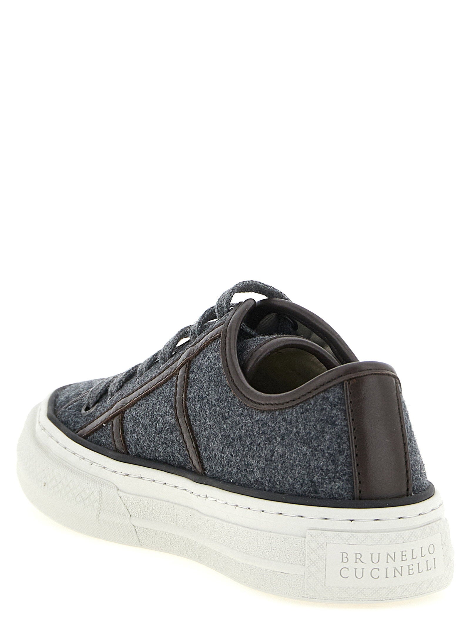 Brunello Cucinelli Shiny Tab Sneakers Gray