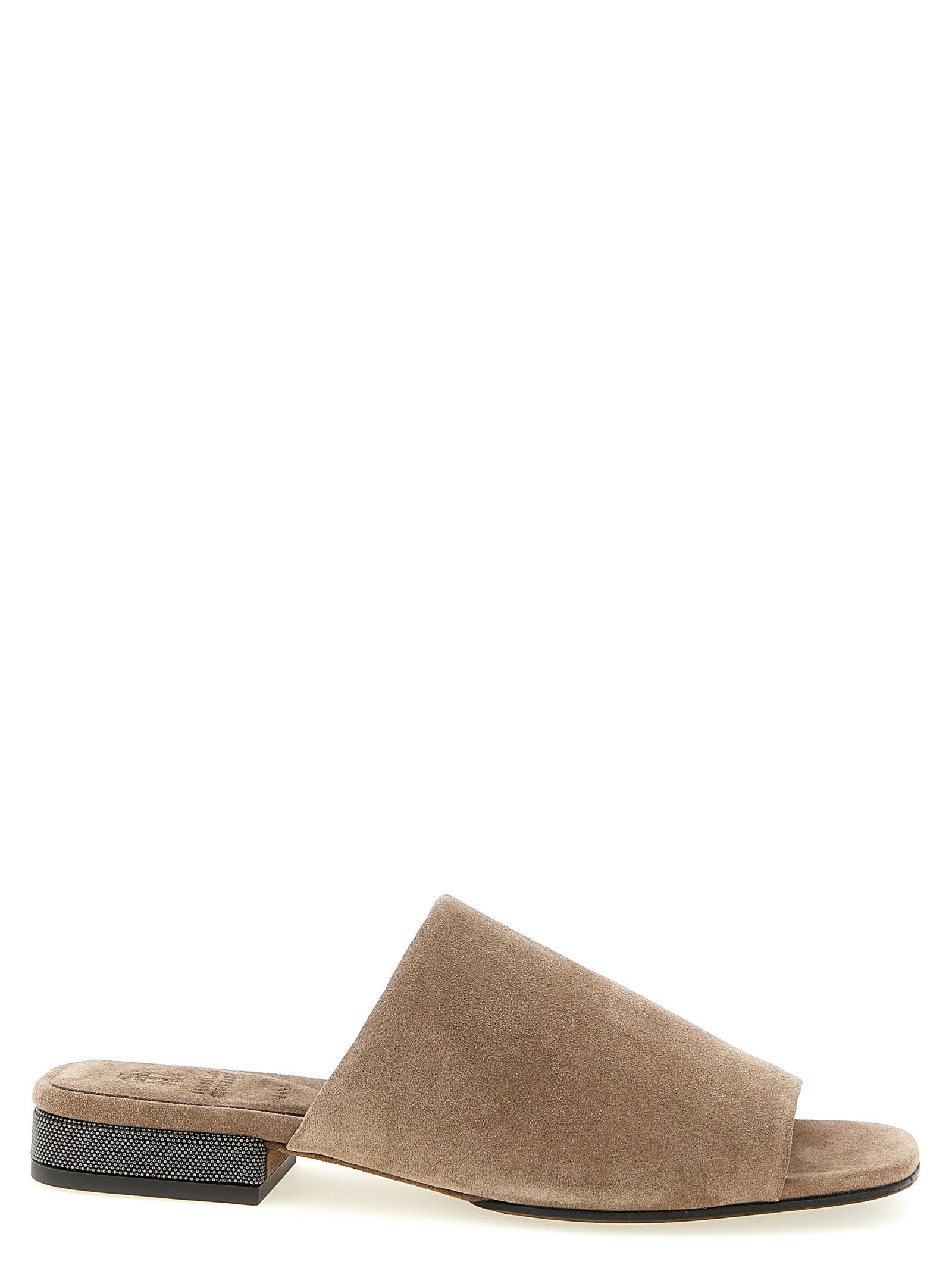 Brunello Cucinelli Monile Suede Sandals Brown