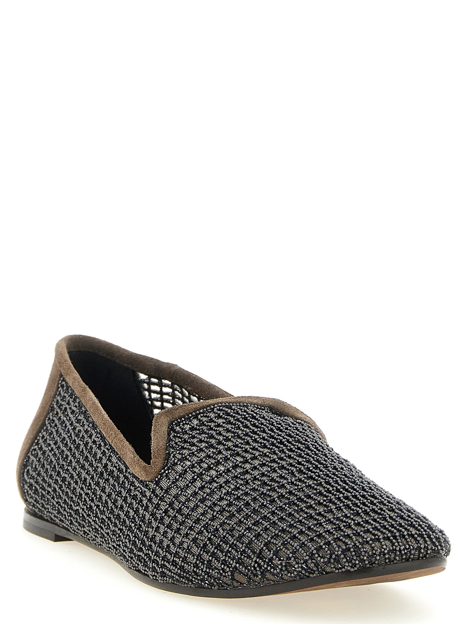 Brunello Cucinelli Embroidery Mesh Loafers Brown