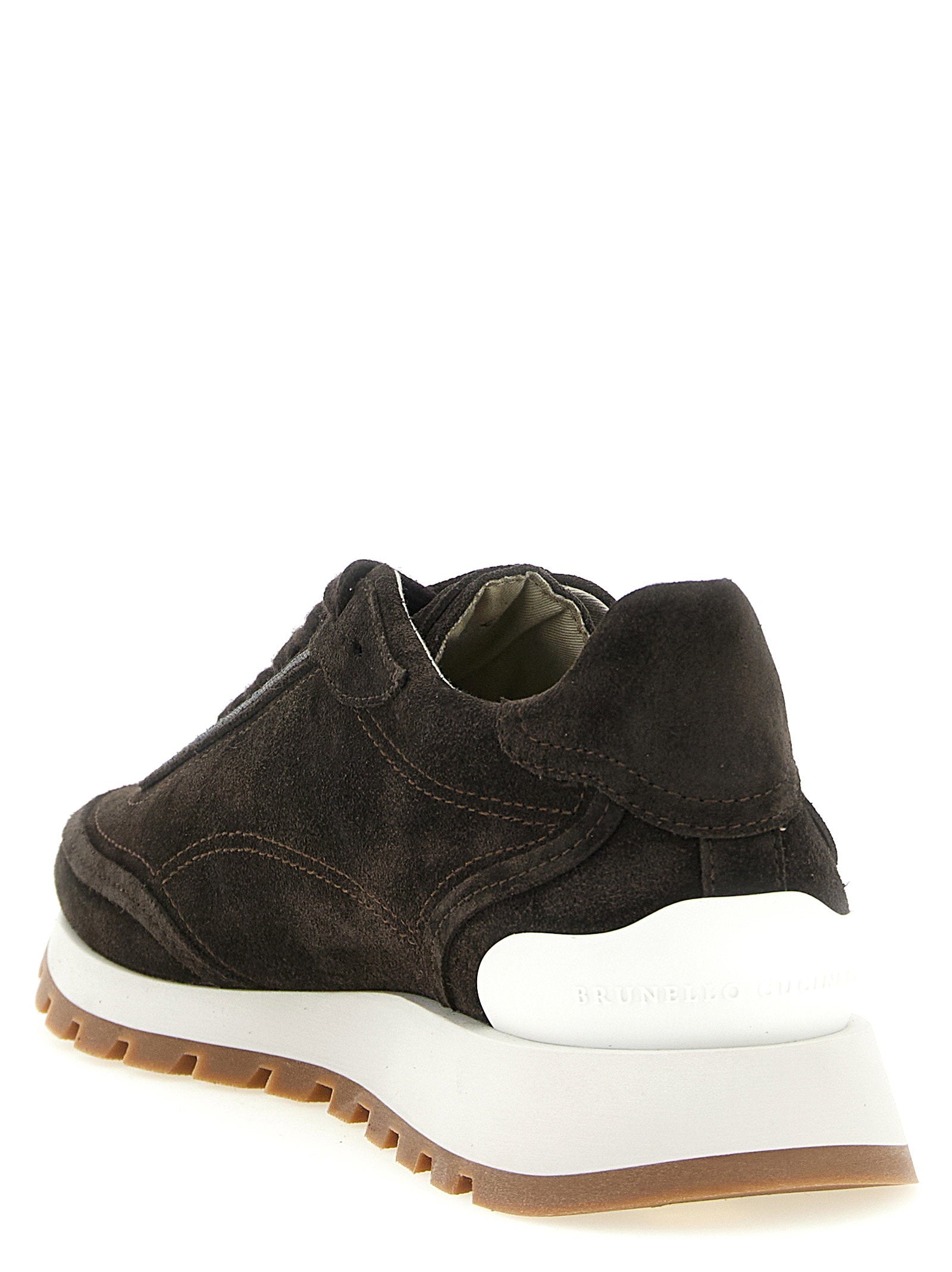 Brunello Cucinelli Monile Suede Sneakers Brown