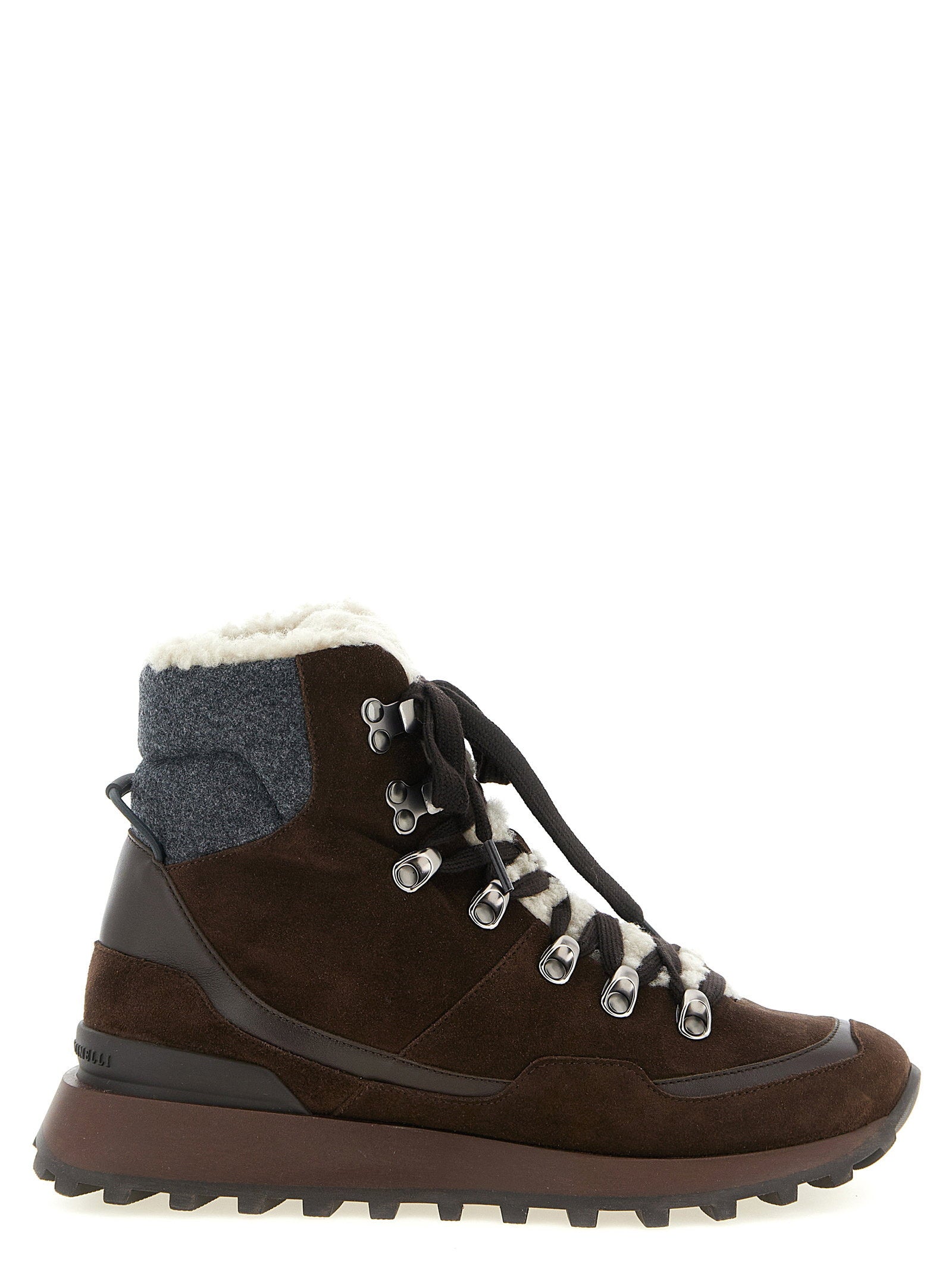 Brunello Cucinelli Lace-up Ankle Boots With Hooks Brown