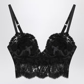 Dolce & Gabbana Silk Satin and Lace Bralette Top Black