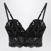 Dolce & Gabbana Silk Satin and Lace Bralette Top Black
