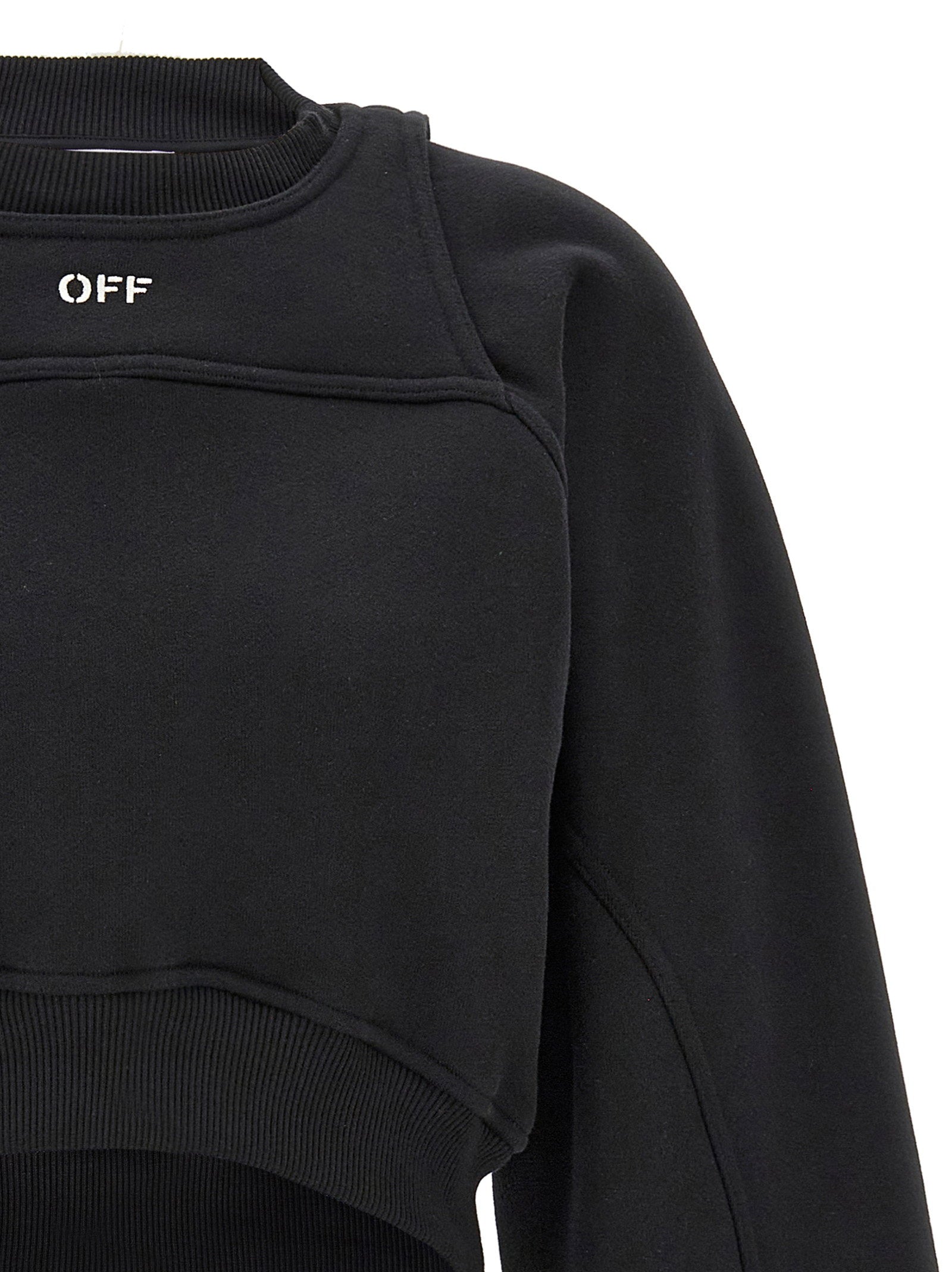 Off White Cropped Sweatshirt White/black