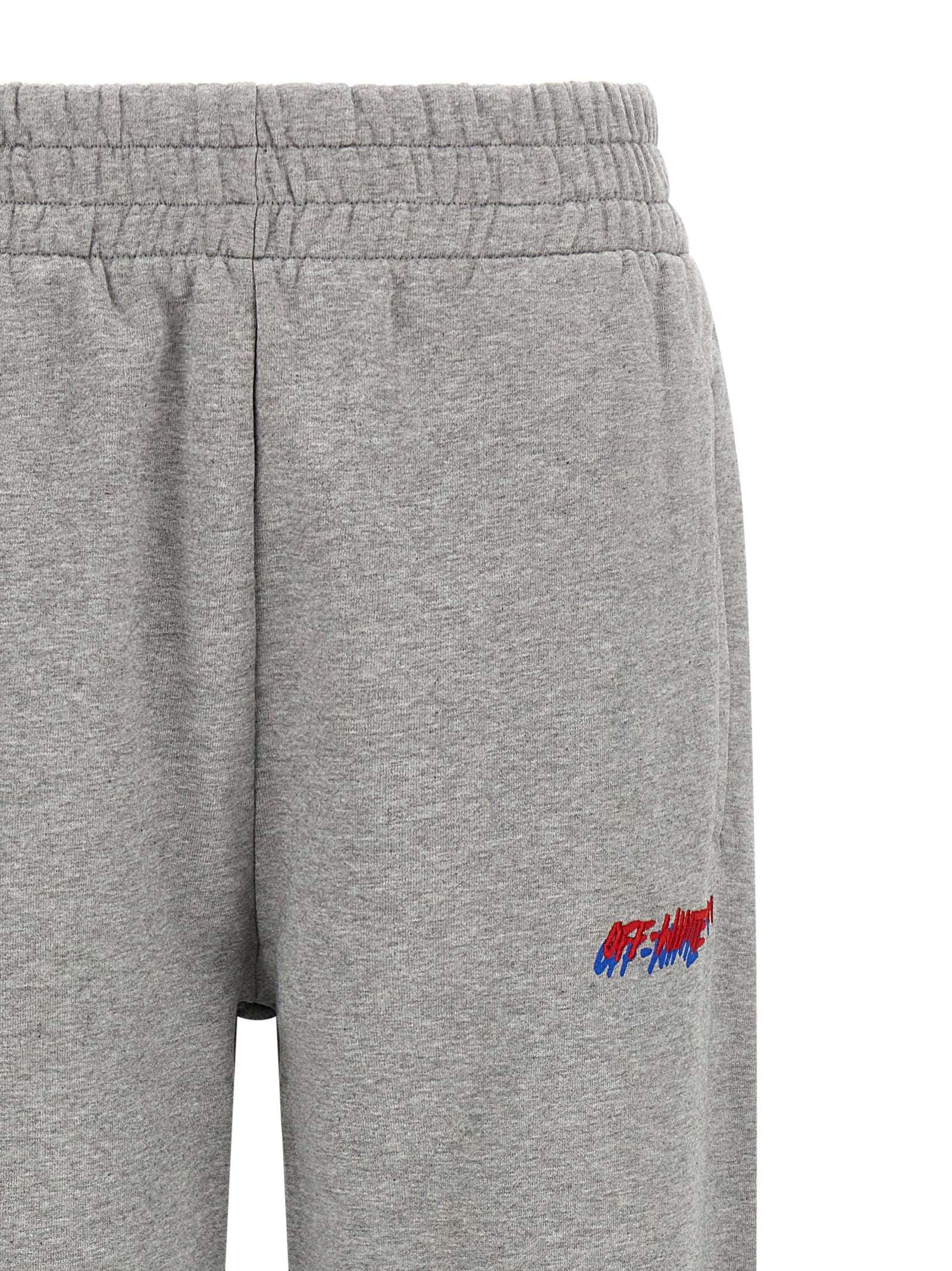 Off White Logo Embroidery Joggers Gray