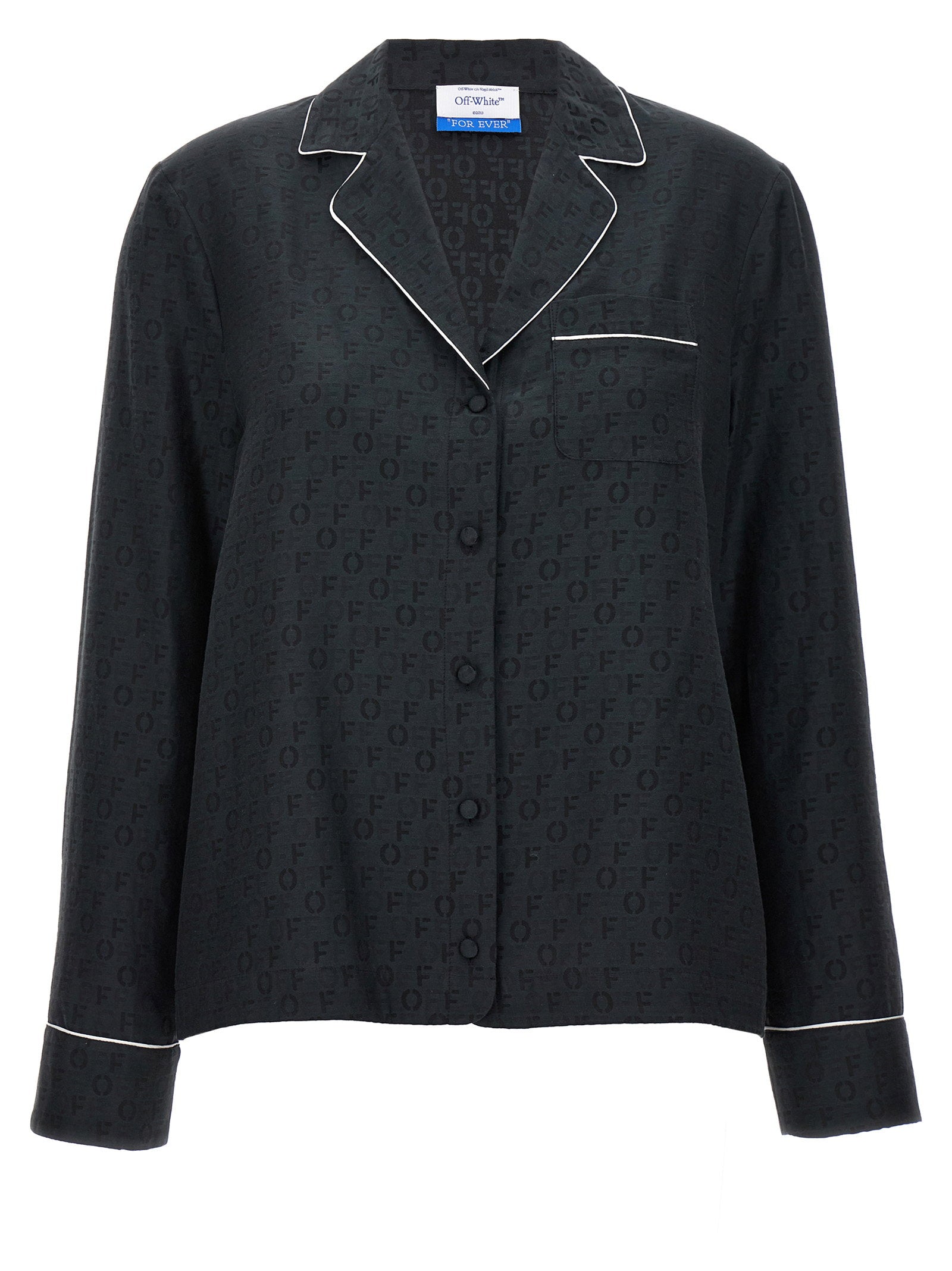 Off White Off Jaquard Pajama Shirt Black