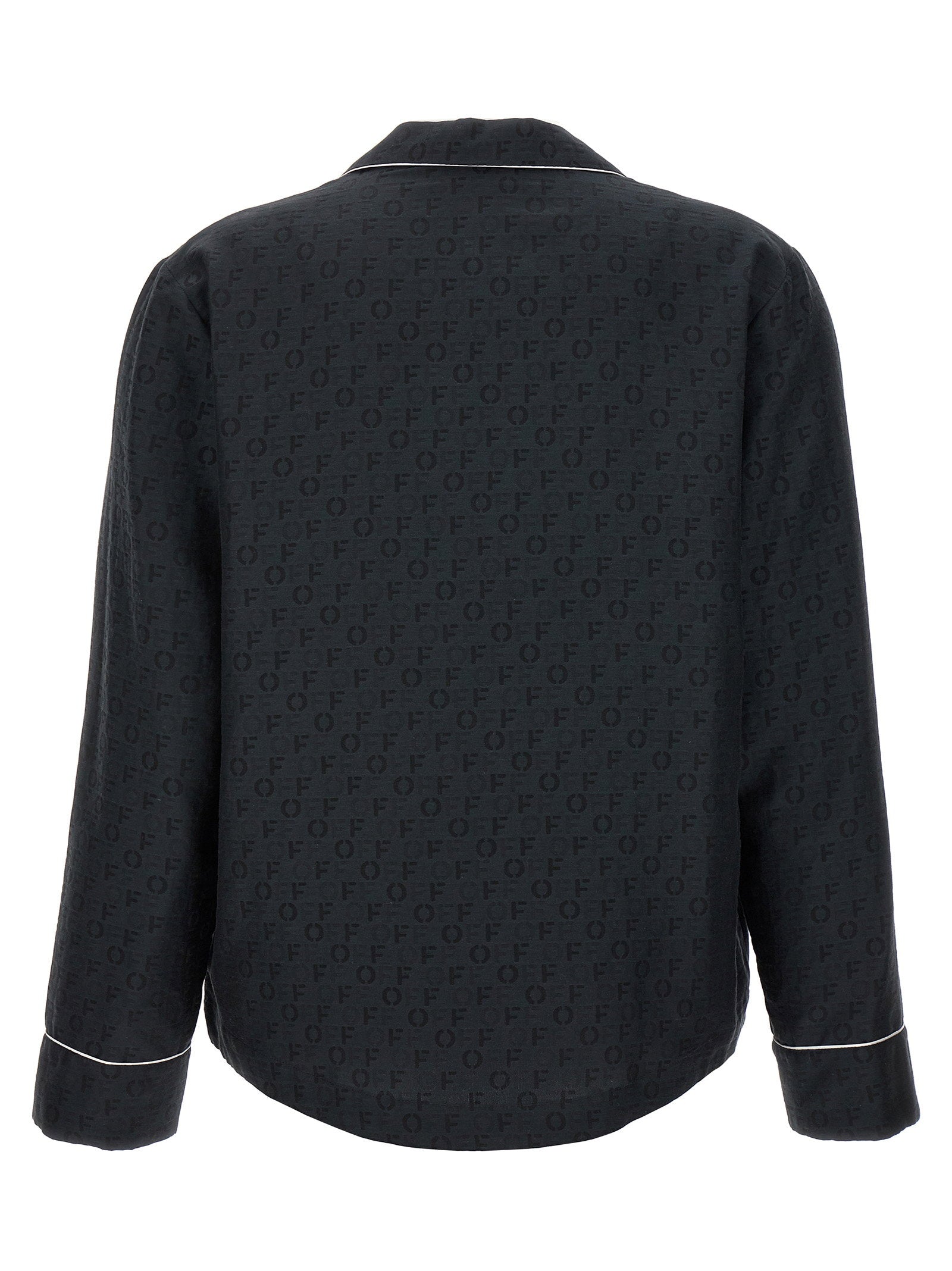 Off White Off Jaquard Pajama Shirt Black