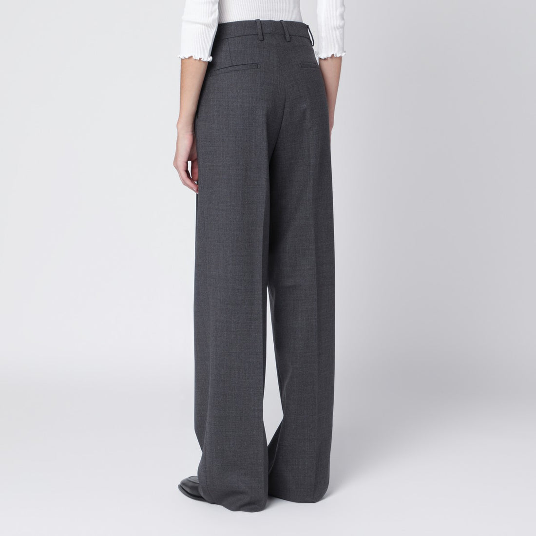 Tagliatore Grey Pleated Wool-Blend Trousers Grey
