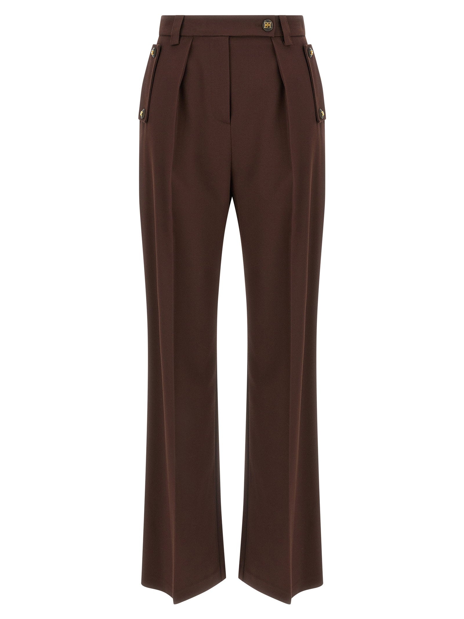 Elisabetta Franchi Palazzo Pants Brown