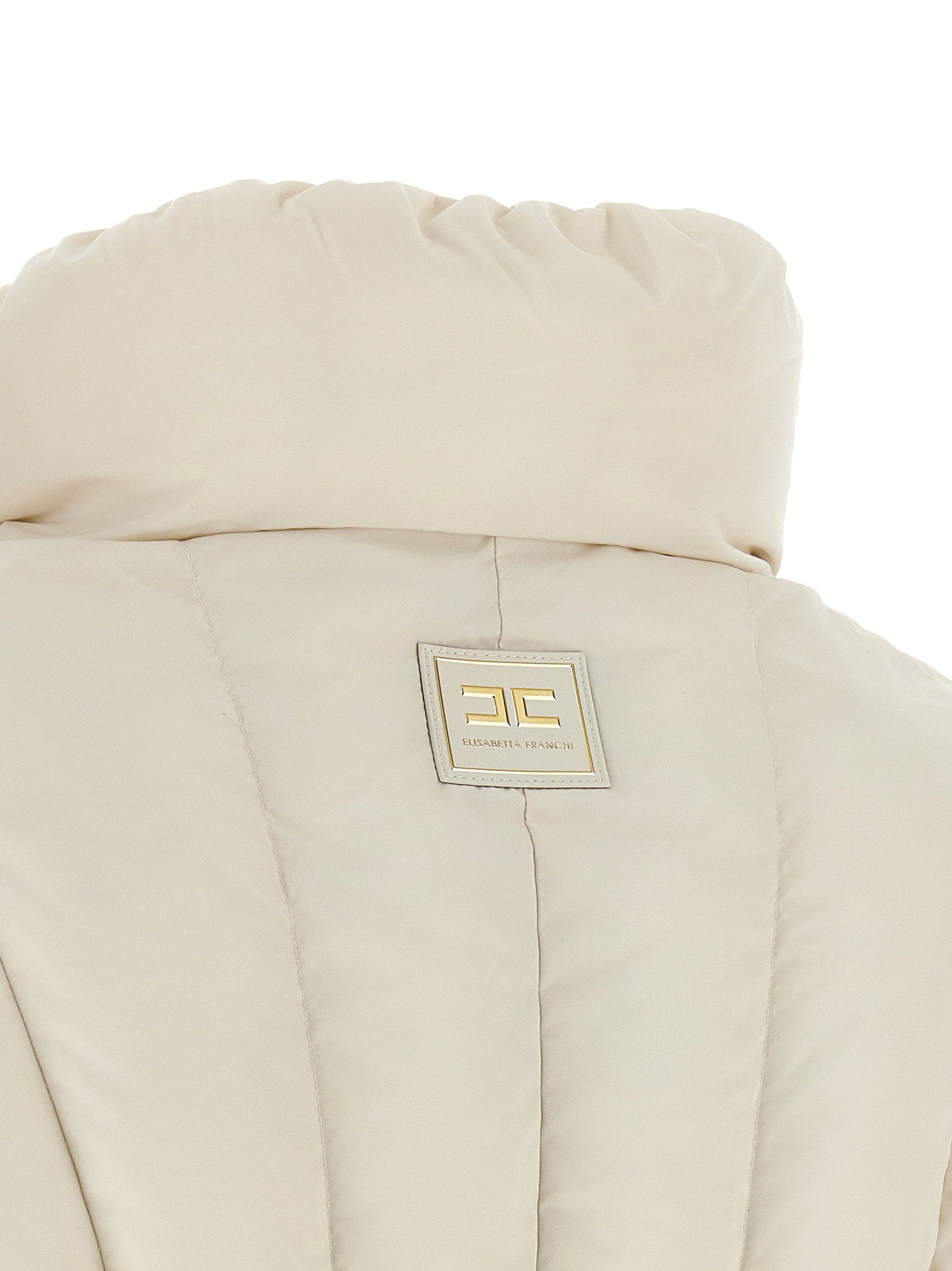 Elisabetta Franchi Exhausted Quilted Down Jacket White
