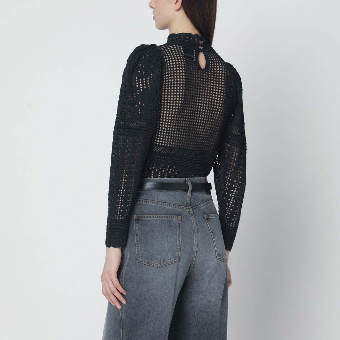Isabel Marant Dahara Openwork Knit Top Black