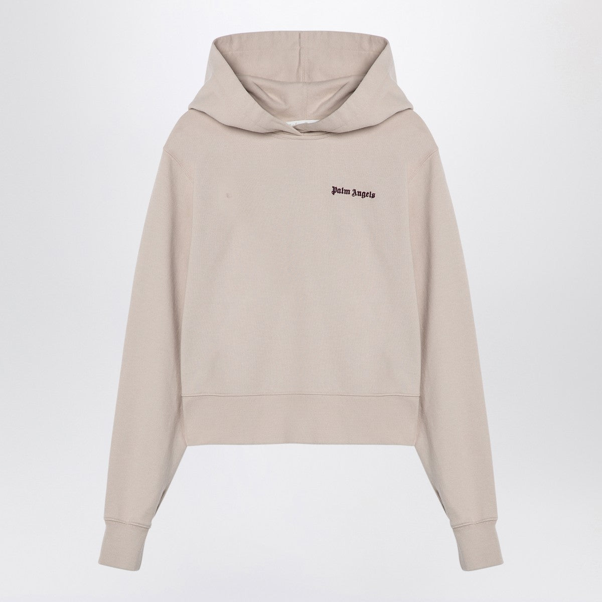 Palm Angels Logo cotton hoodie in light beige beige