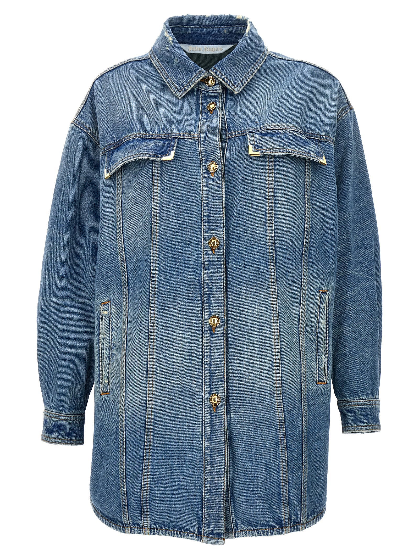 Palm Angels Washed Logo Jacket Light blue
