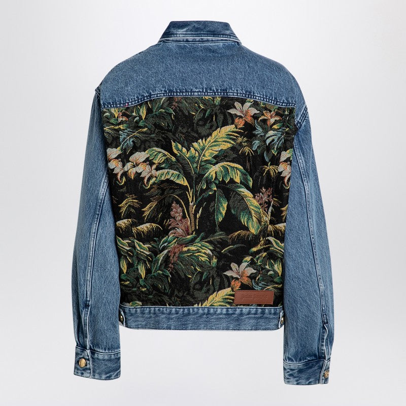 Palm Angels denim jacket with jungle insert blue