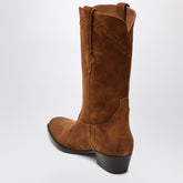 Paris Texas Hilda Square-Toe Suede Boots in Brown