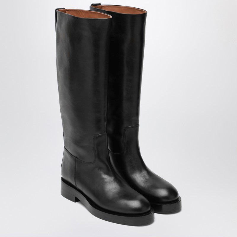 Paris Texas Knee-High Black Leather Boots Black