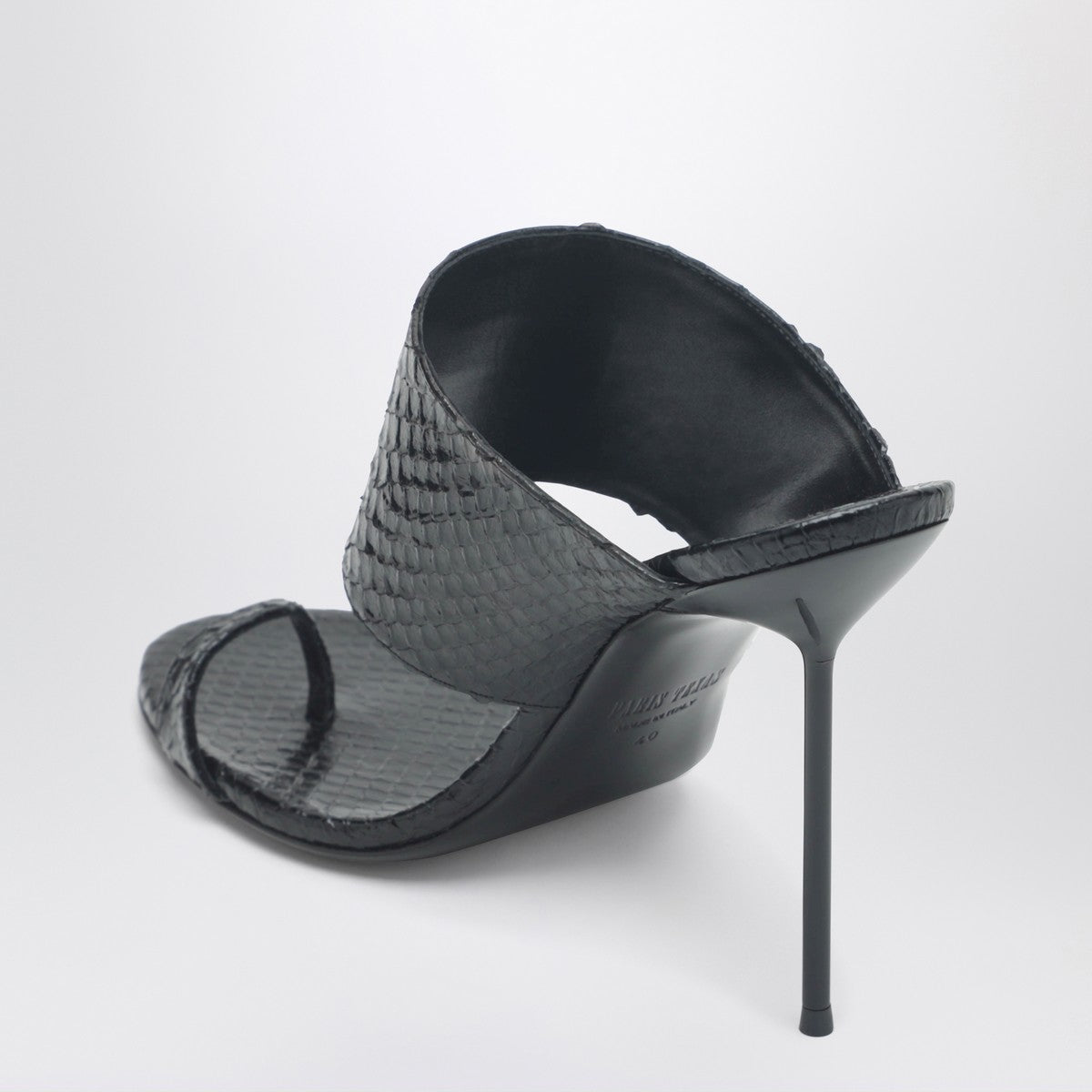 Paris Texas Lidia Python-Effect Thong Mules Black