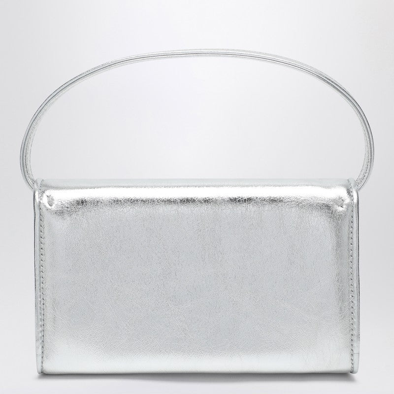 Roger Vivier Silver Leather Micro Pilgrim Bag with Crystal Buckle Metal