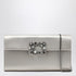 Roger Vivier Pearl Grey Satin Clutch Bag with Jeweled Buckle Grey