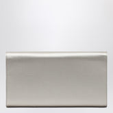 Roger Vivier Pearl Grey Satin Clutch Bag with Jeweled Buckle Grey