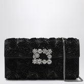 Roger Vivier Black Silk Efflorescence Clutch Bag with Jewelled Buckle Black