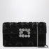 Roger Vivier Black Silk Efflorescence Clutch Bag with Jewelled Buckle Black