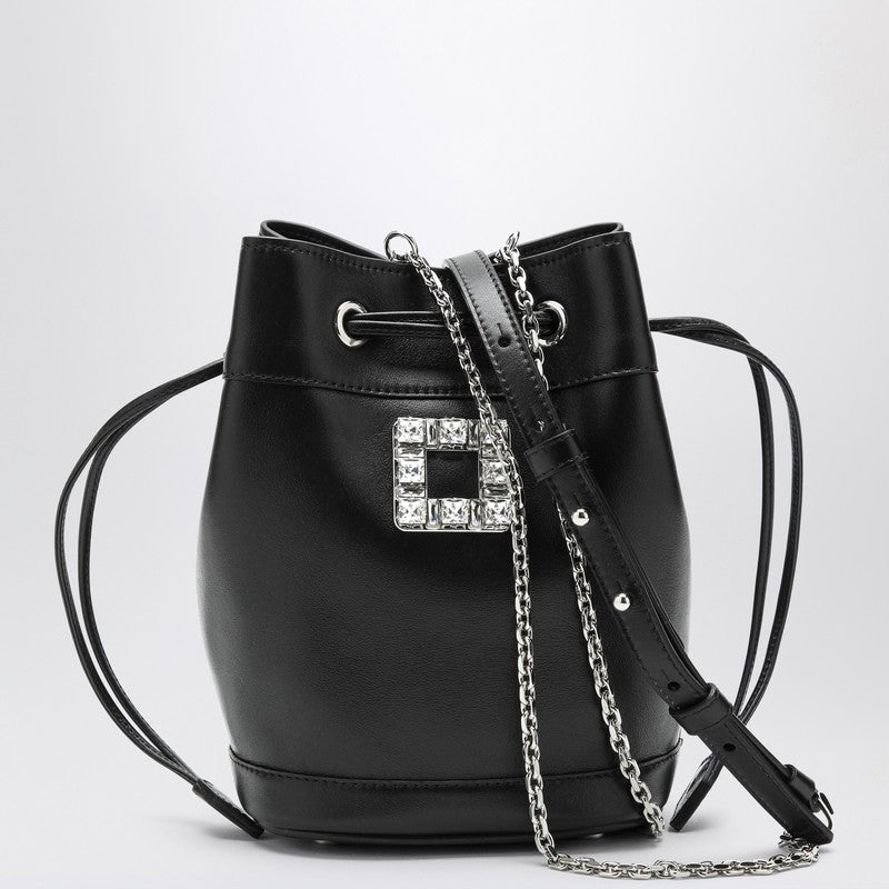 Roger Vivier Très Vivier Leather Bucket Bag Black