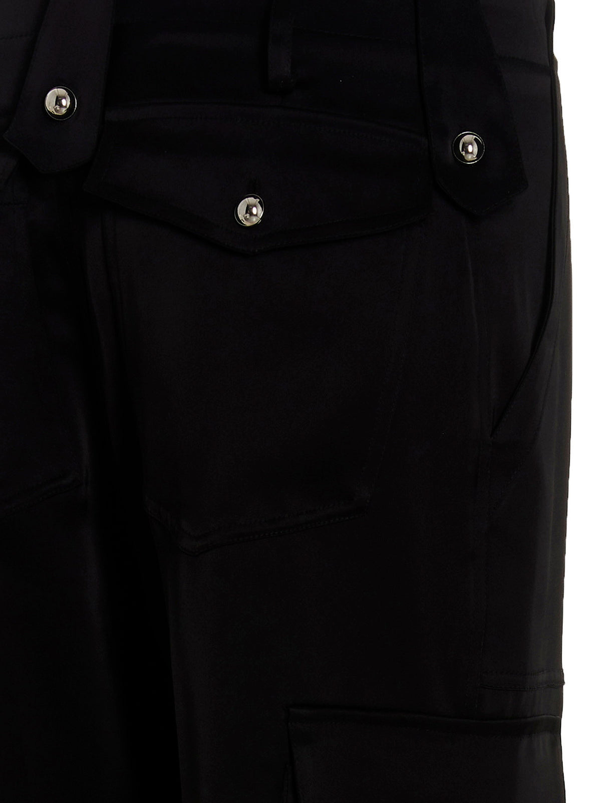 David Koma Satin Cargo Pants Black