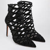 Aquazzura Black Perforated Velvet Pumps with Rear Zip Black