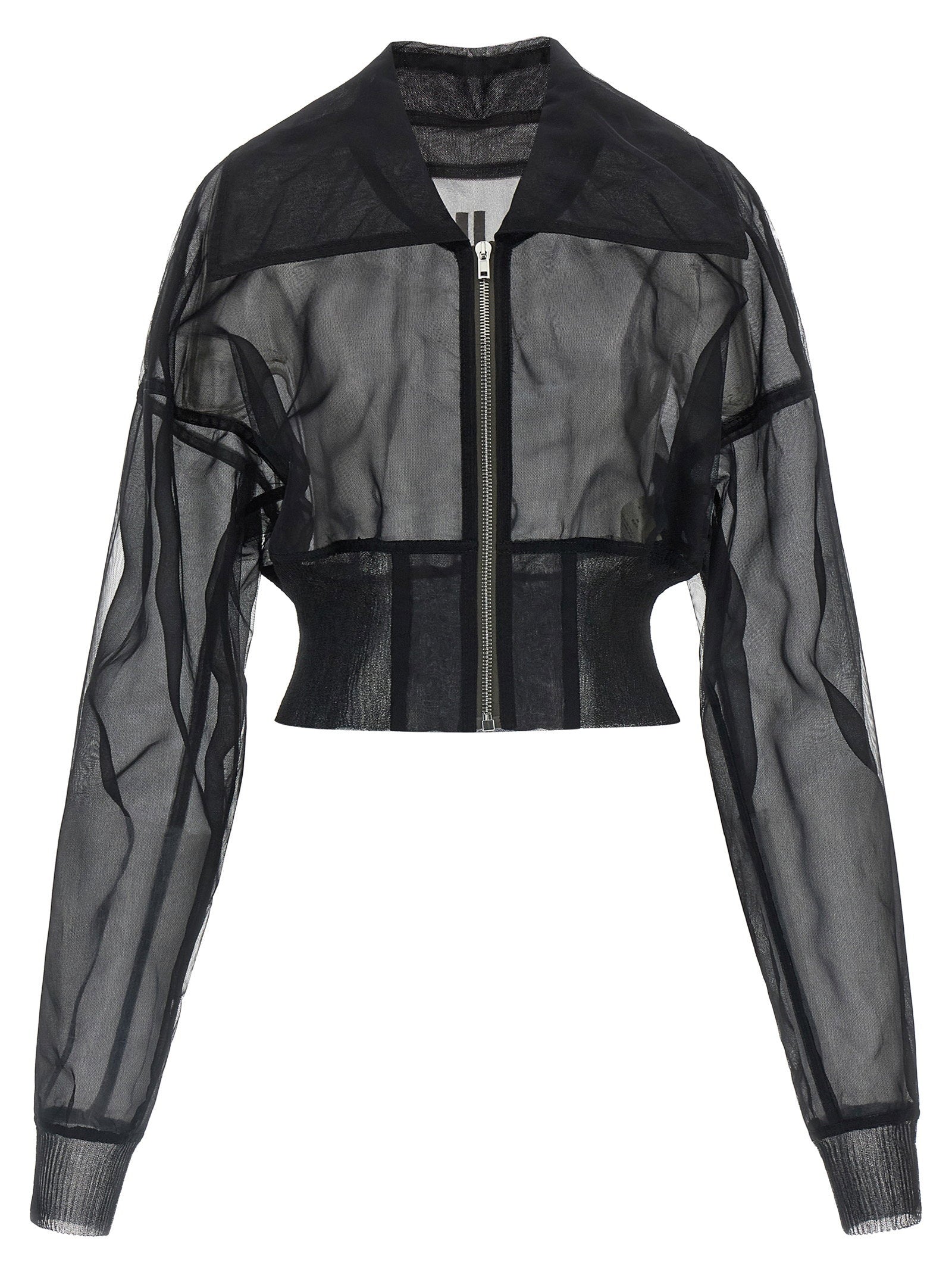 Rick Owens Dracucollar Cropped Bomber Jacket Black