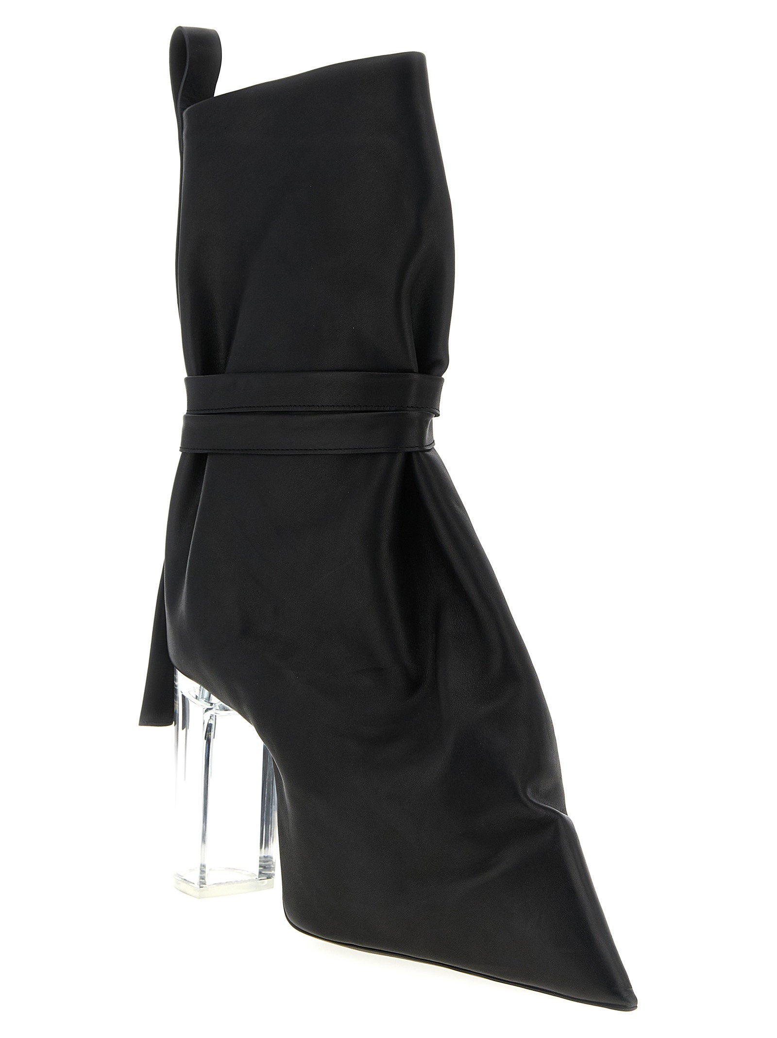 Rick Owens Tied Taco Kiss Ankle Boots Black
