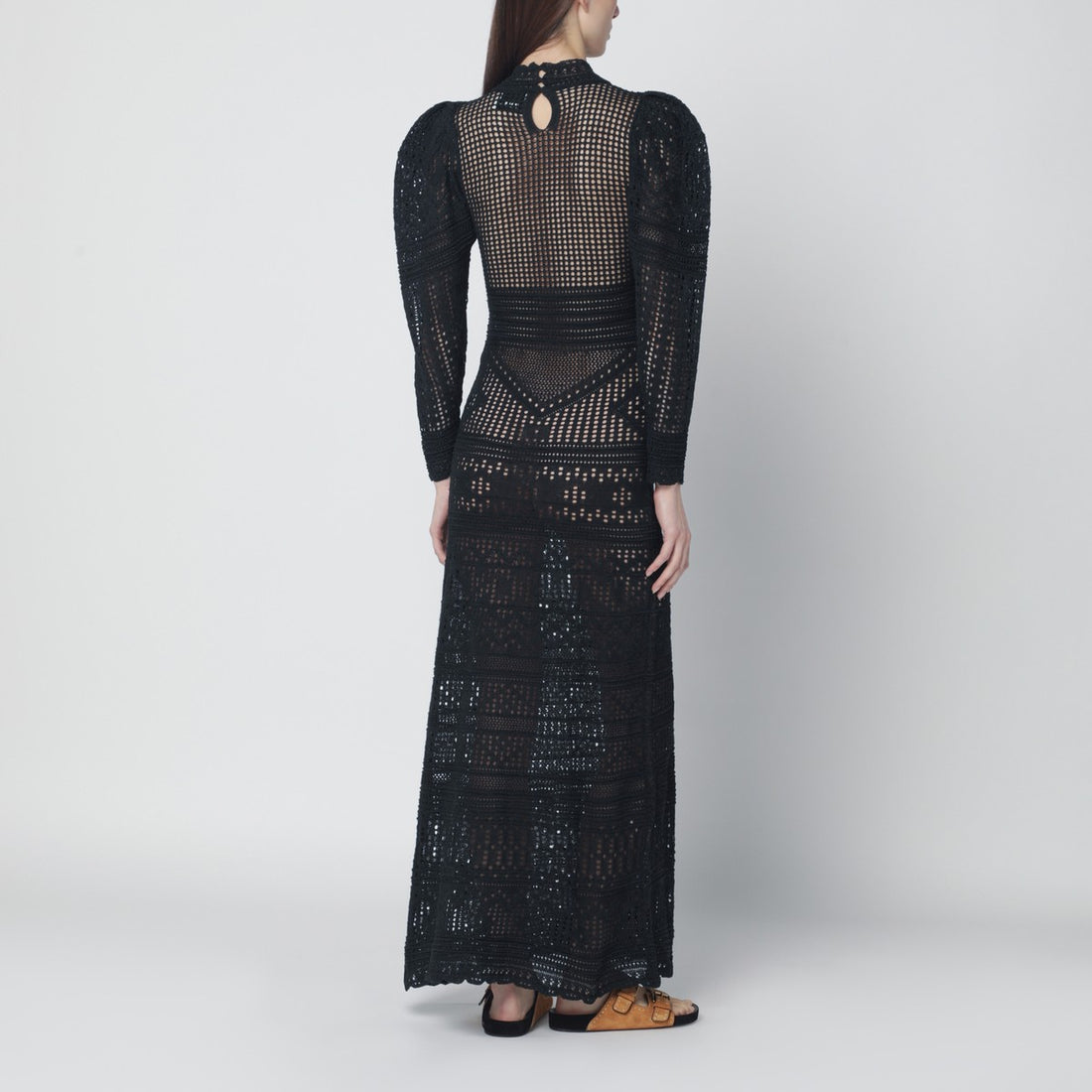 Isabel Marant Long Openwork Puff Dress Black