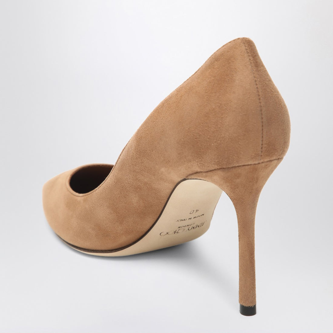 Jimmy Choo Romy 85 Suede Pointed-Toe Pumps in Toffee Brown