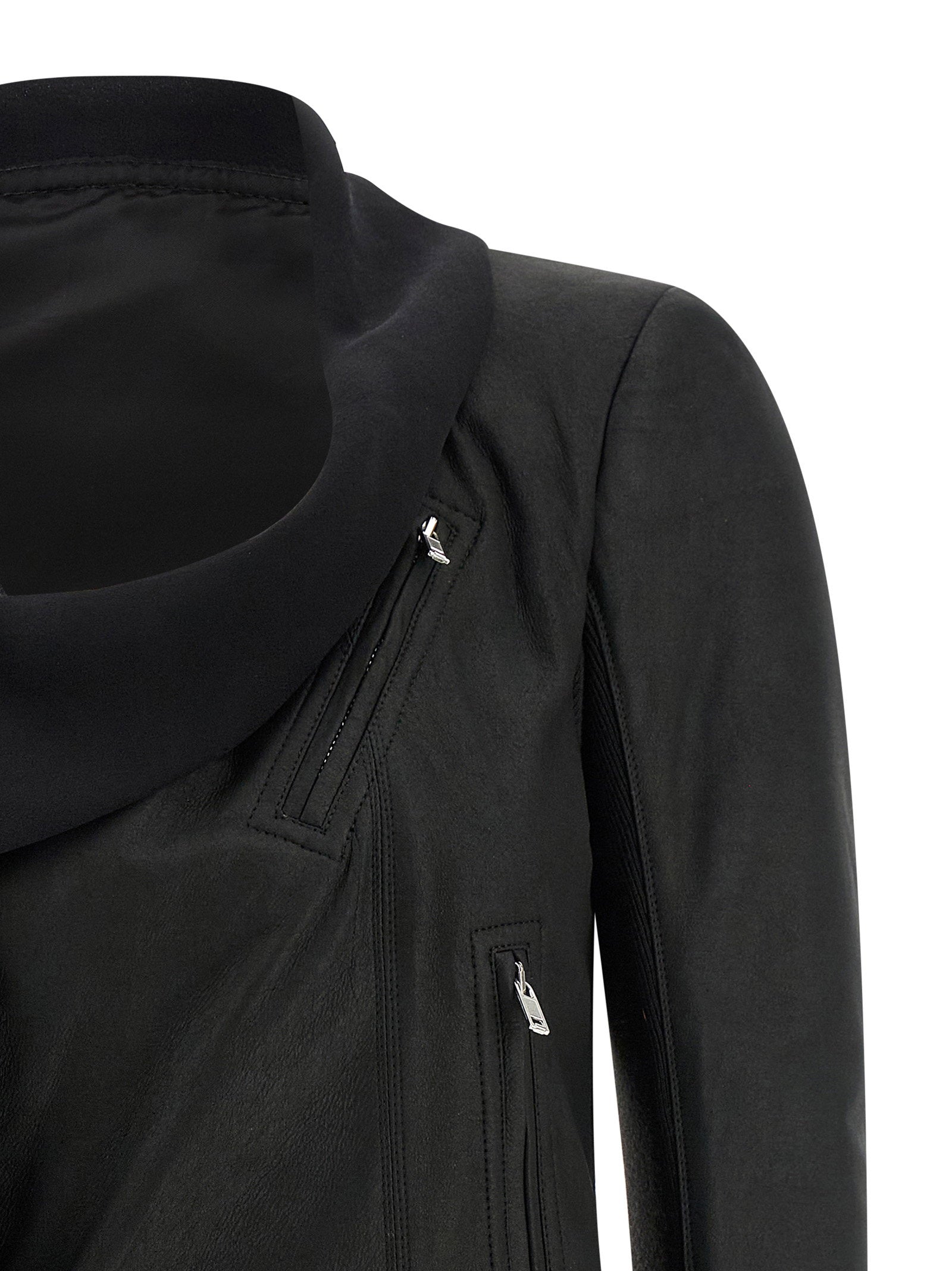 Rick Owens Scarf Biker Jacket Black
