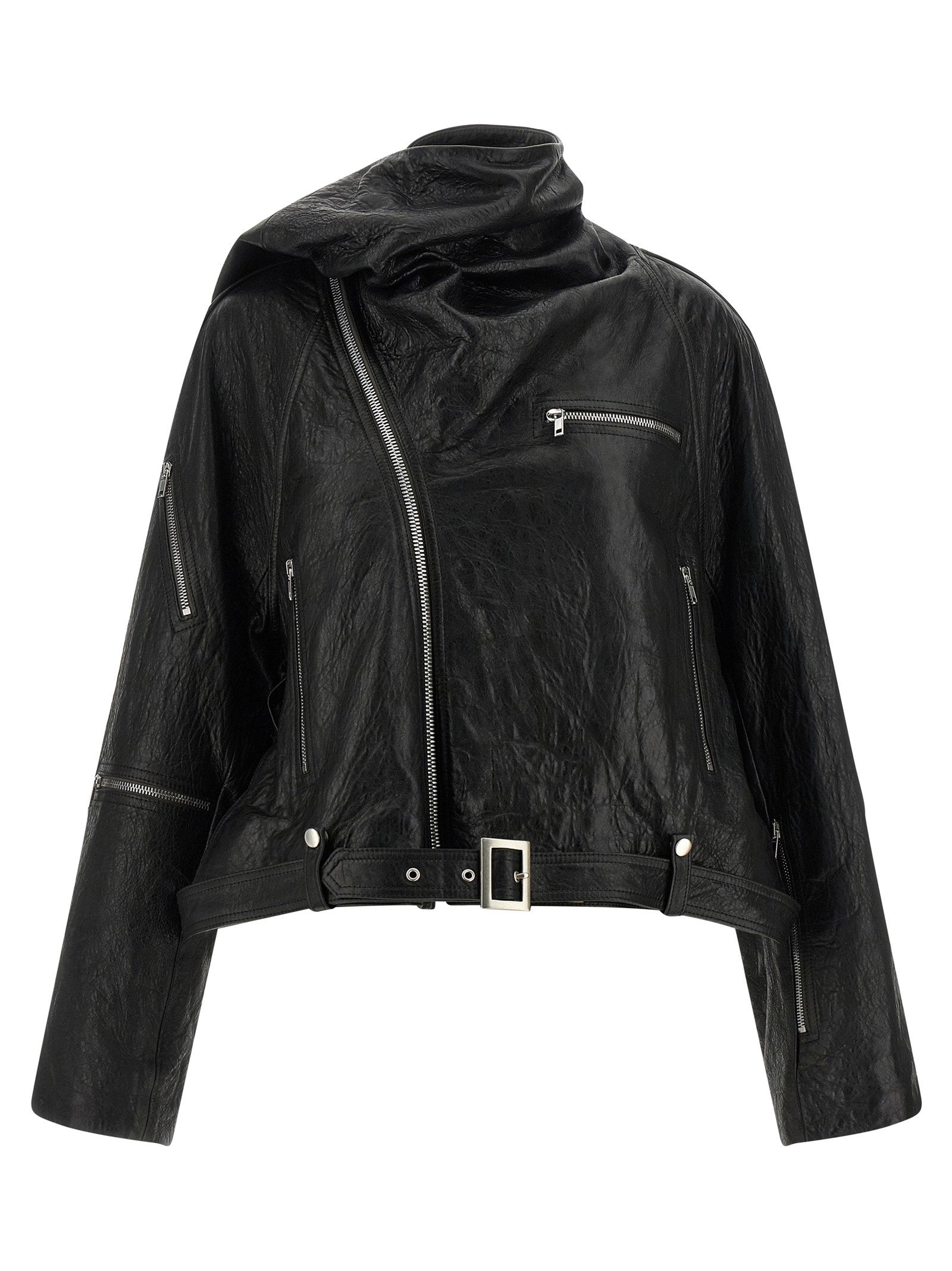 Rick Owens Cropped Scarf Flight Jacket Black