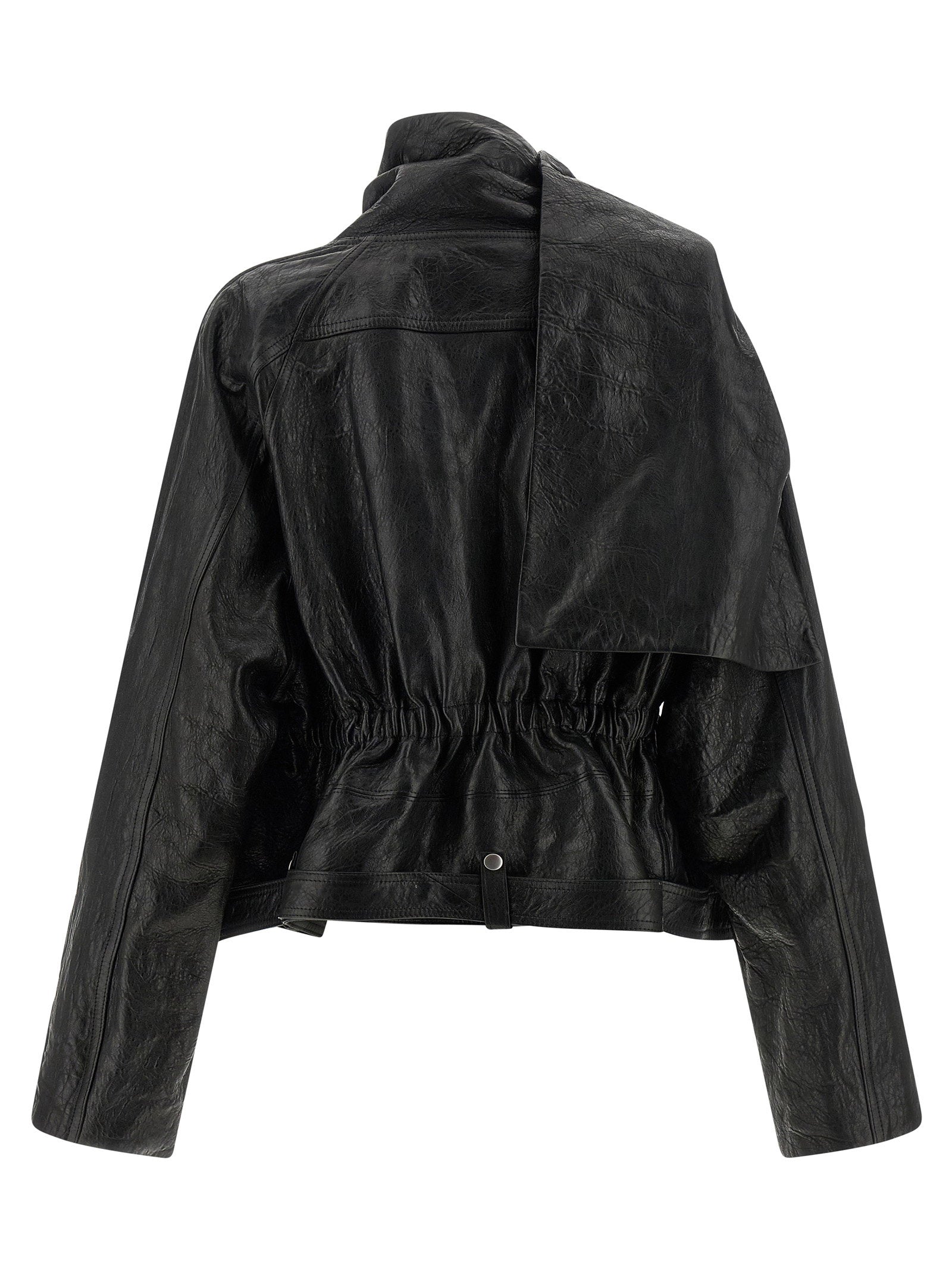 Rick Owens Cropped Scarf Flight Jacket Black