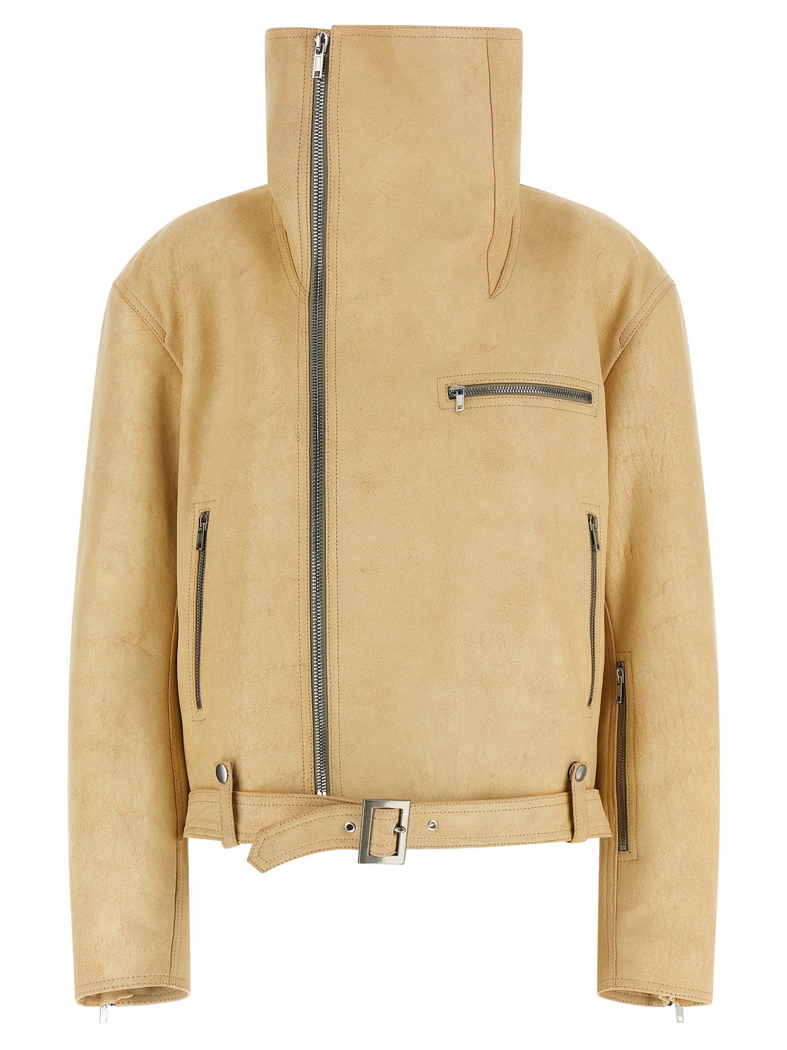 Rick Owens Biker Jumbo Stooges Jacket Beige