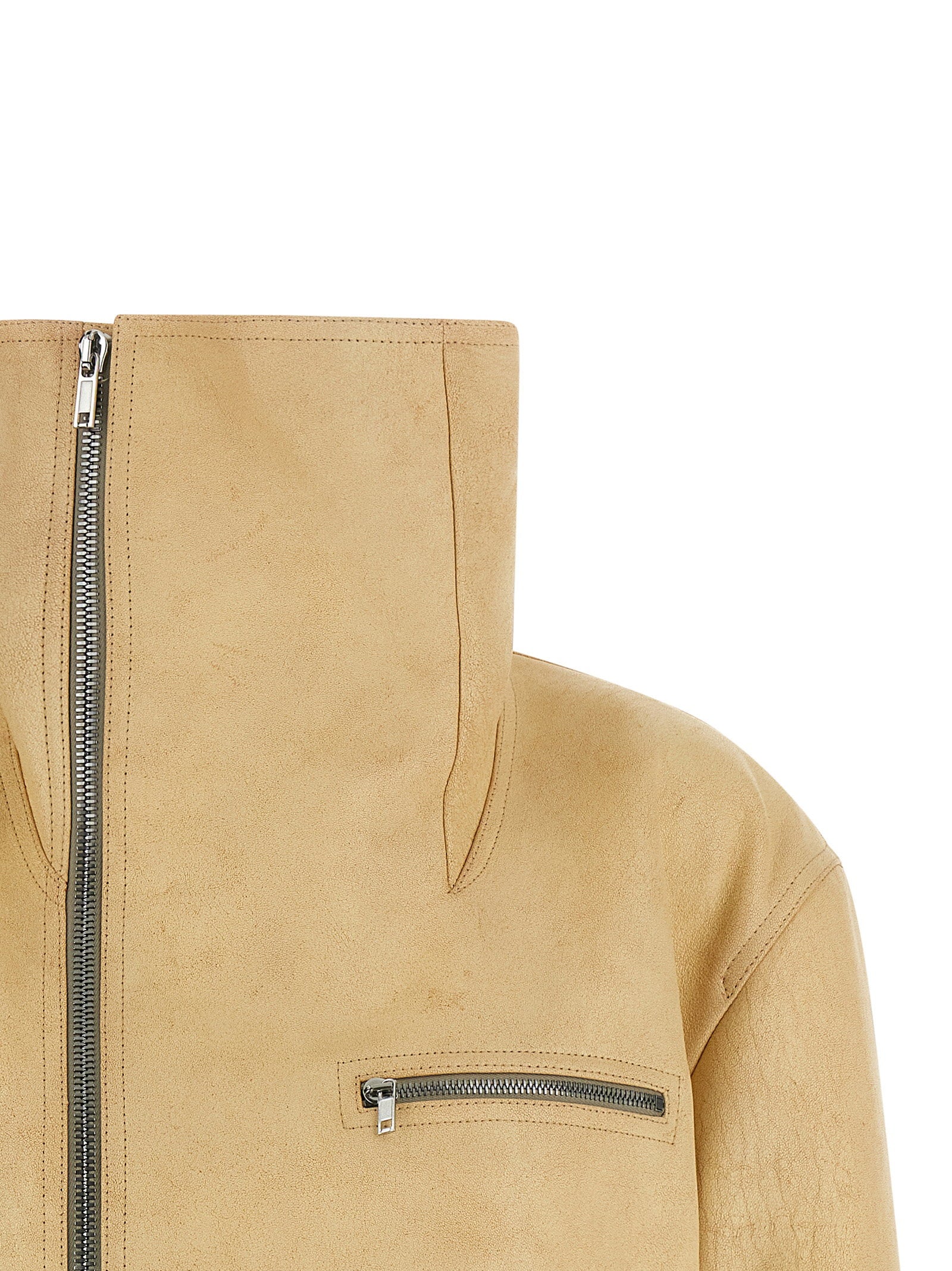 Rick Owens Biker Jumbo Stooges Jacket Beige