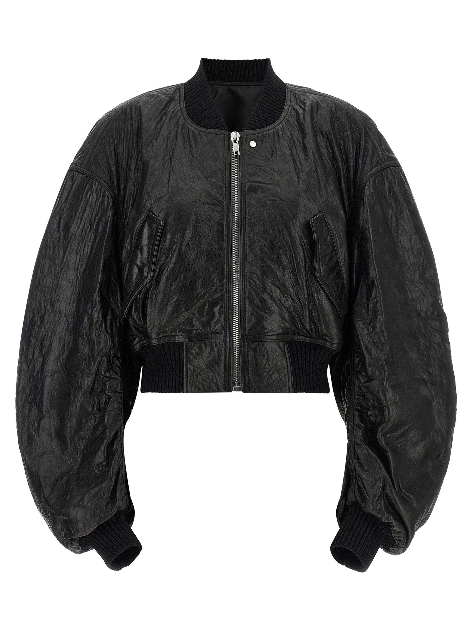 Rick Owens Secchia Cropped Flight Bomber Jacket Black