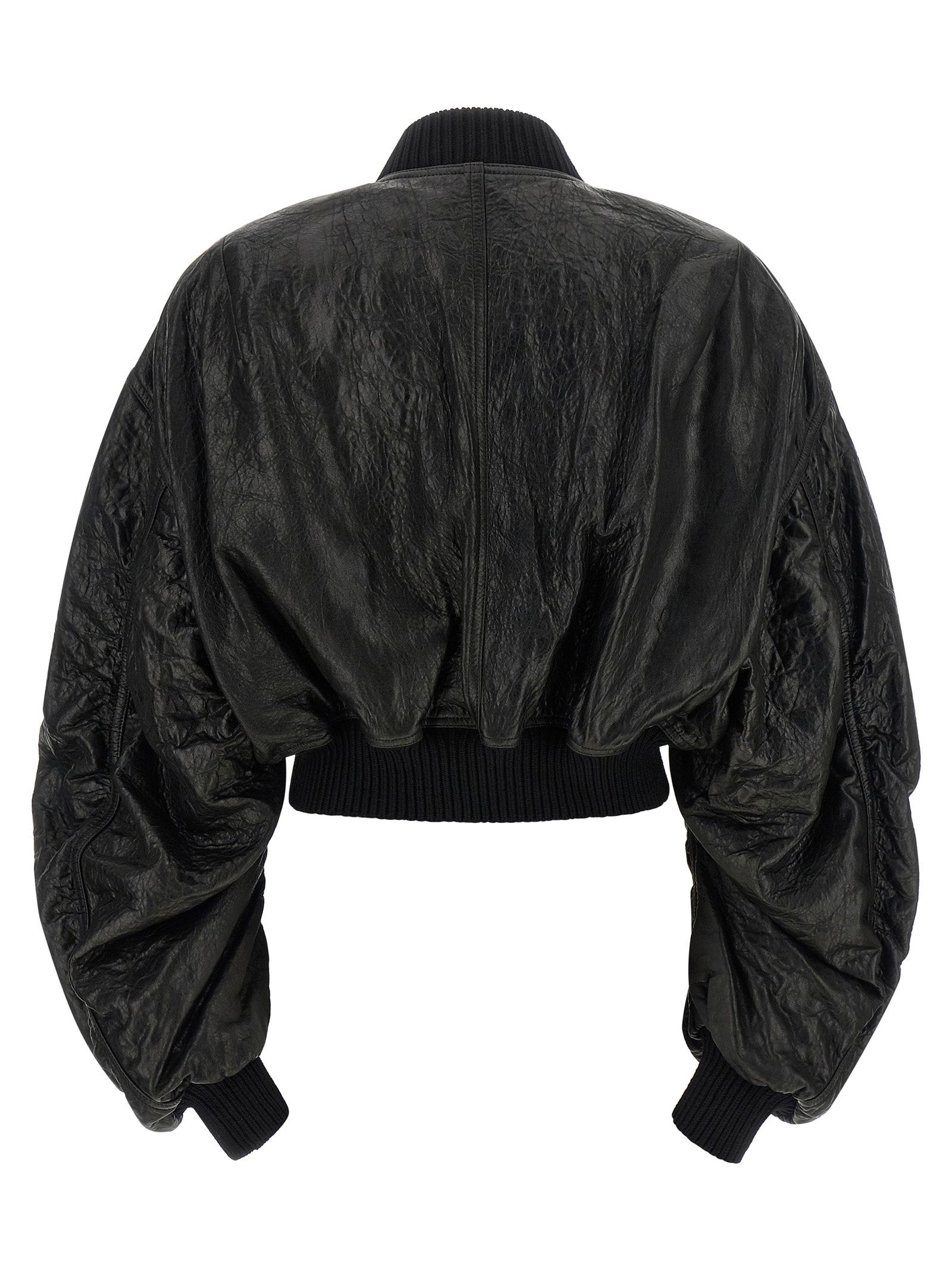 Rick Owens Secchia Cropped Flight Bomber Jacket Black