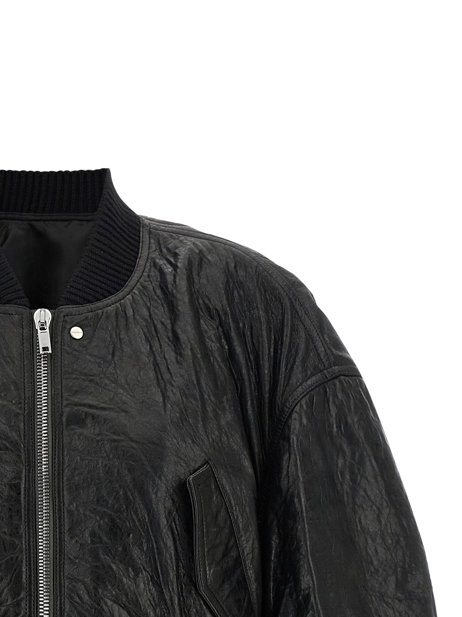 Rick Owens Secchia Cropped Flight Bomber Jacket Black