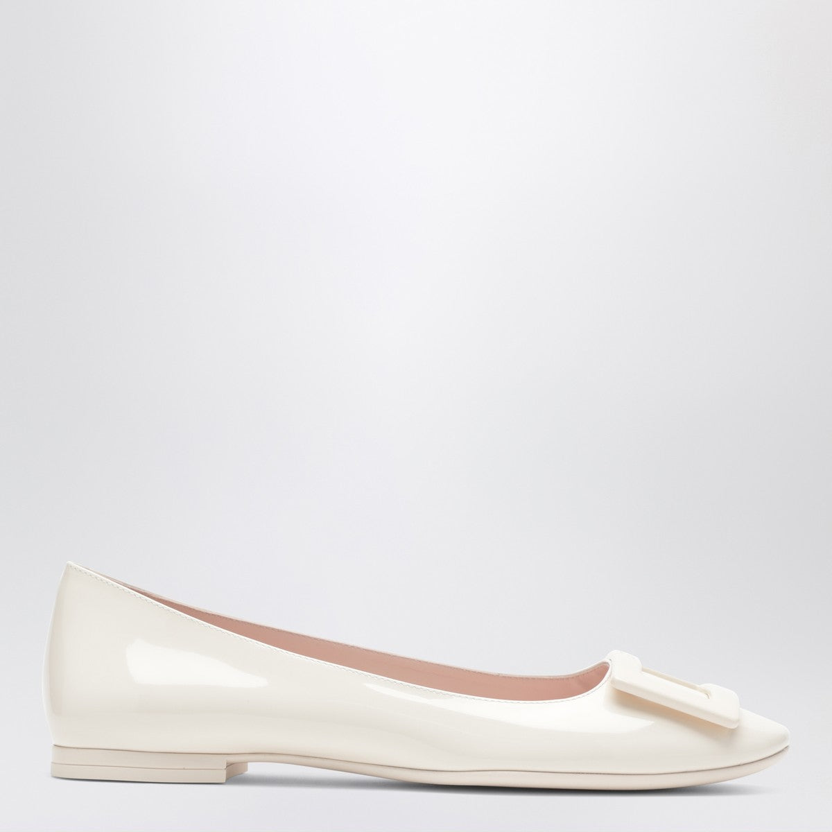 Roger Vivier U Look Patent Ballet Flats White