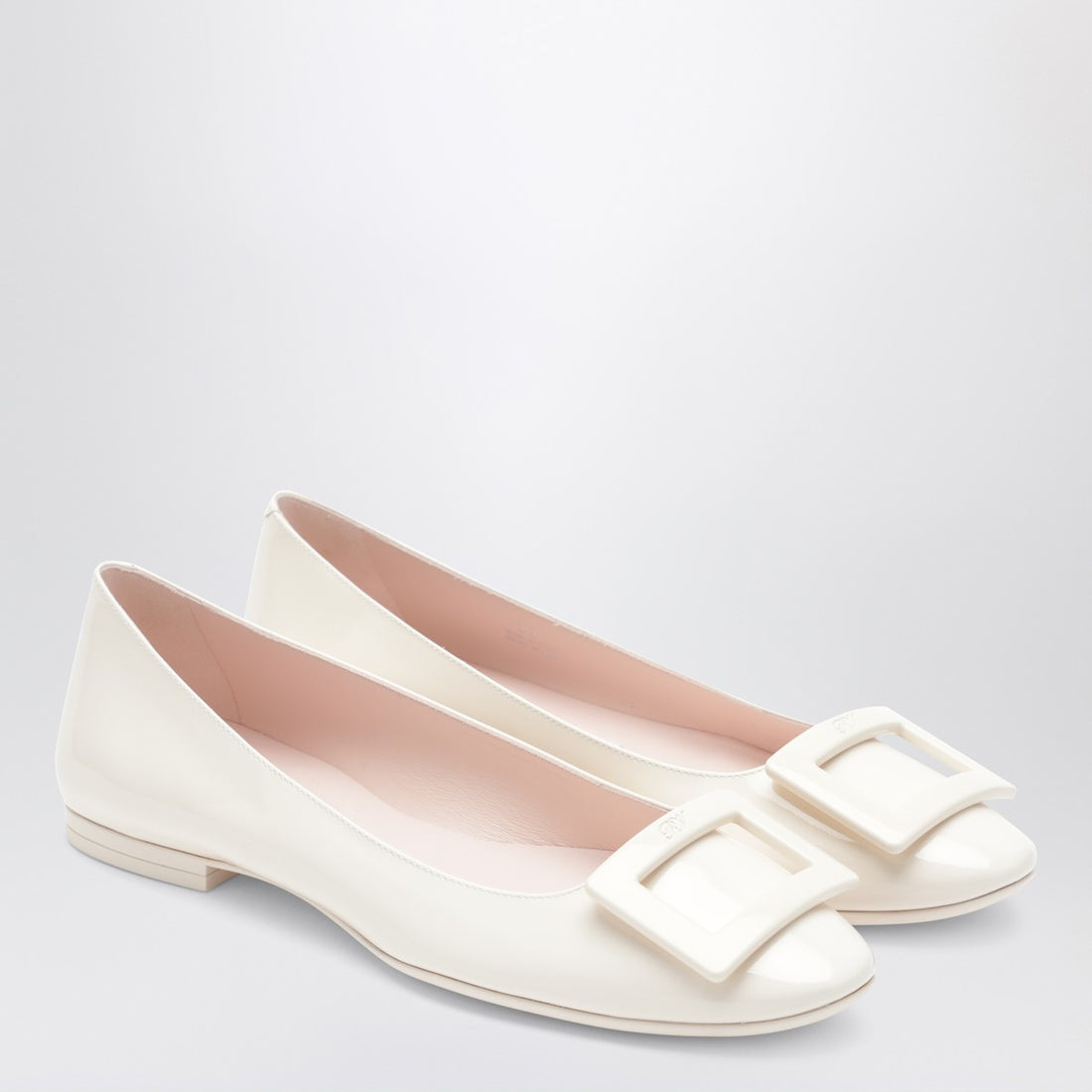 Roger Vivier U Look Patent Ballet Flats White