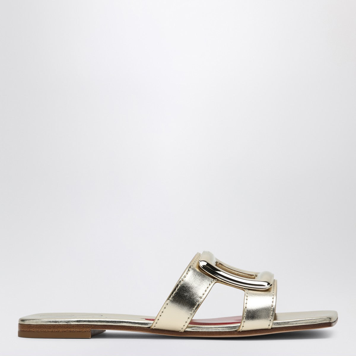 Roger Vivier Belle Vivier Gold Leather Slippers Metal