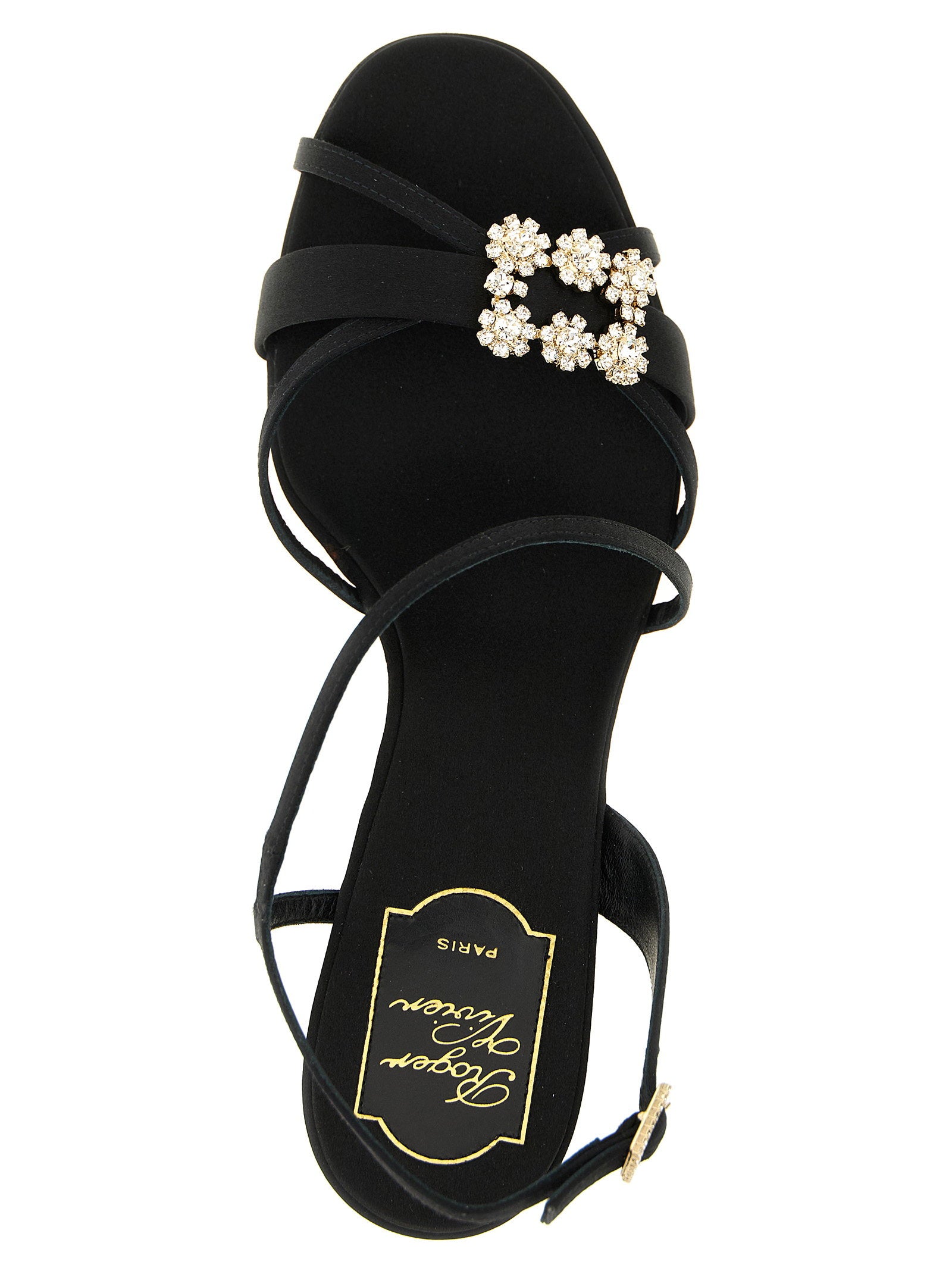 Roger Vivier Mini Flower Strass Sandals Black