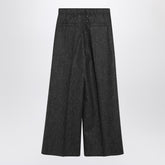 Maison Margiela Wide-Leg High-Rise Textured Wool Trousers Grey