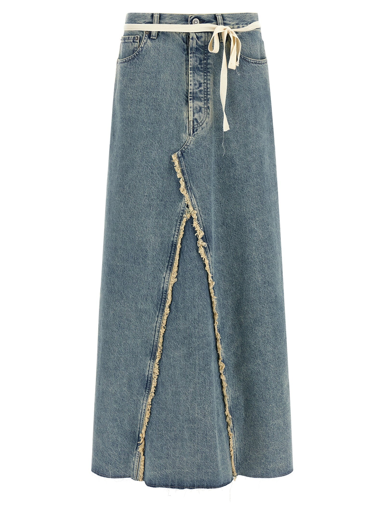 Maison Margiela Raw Hem Denim Skirt Light blue