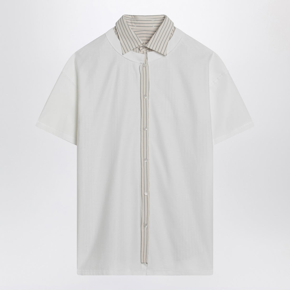 Maison Margiela White Reversed Shirt-Collar Cotton T-Shirt White
